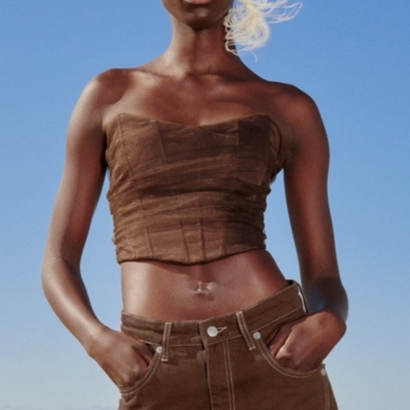 Zara Brown Strapless Bustier Top - Picture 2 of 2